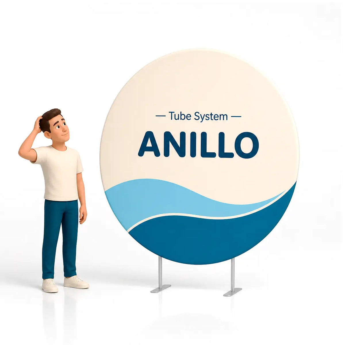 Photocall Tubular Anillo con diseño publicitario de ejemplo para ferias y eventos