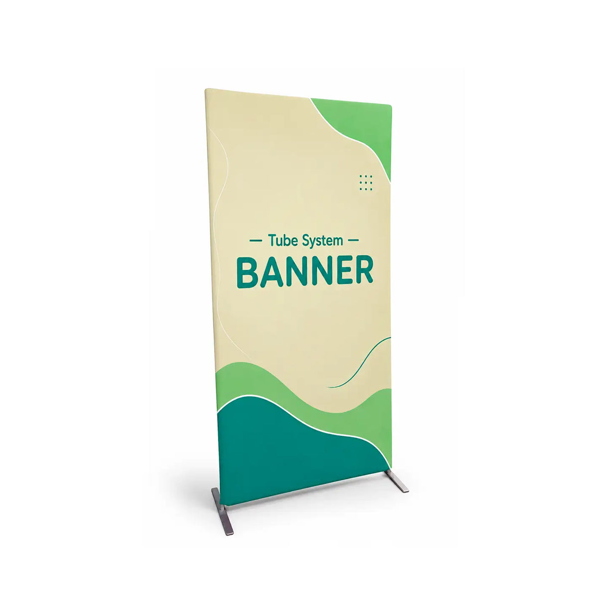 Photocall Tubular Banner con diseño publicitario de ejemplo para ferias y eventos