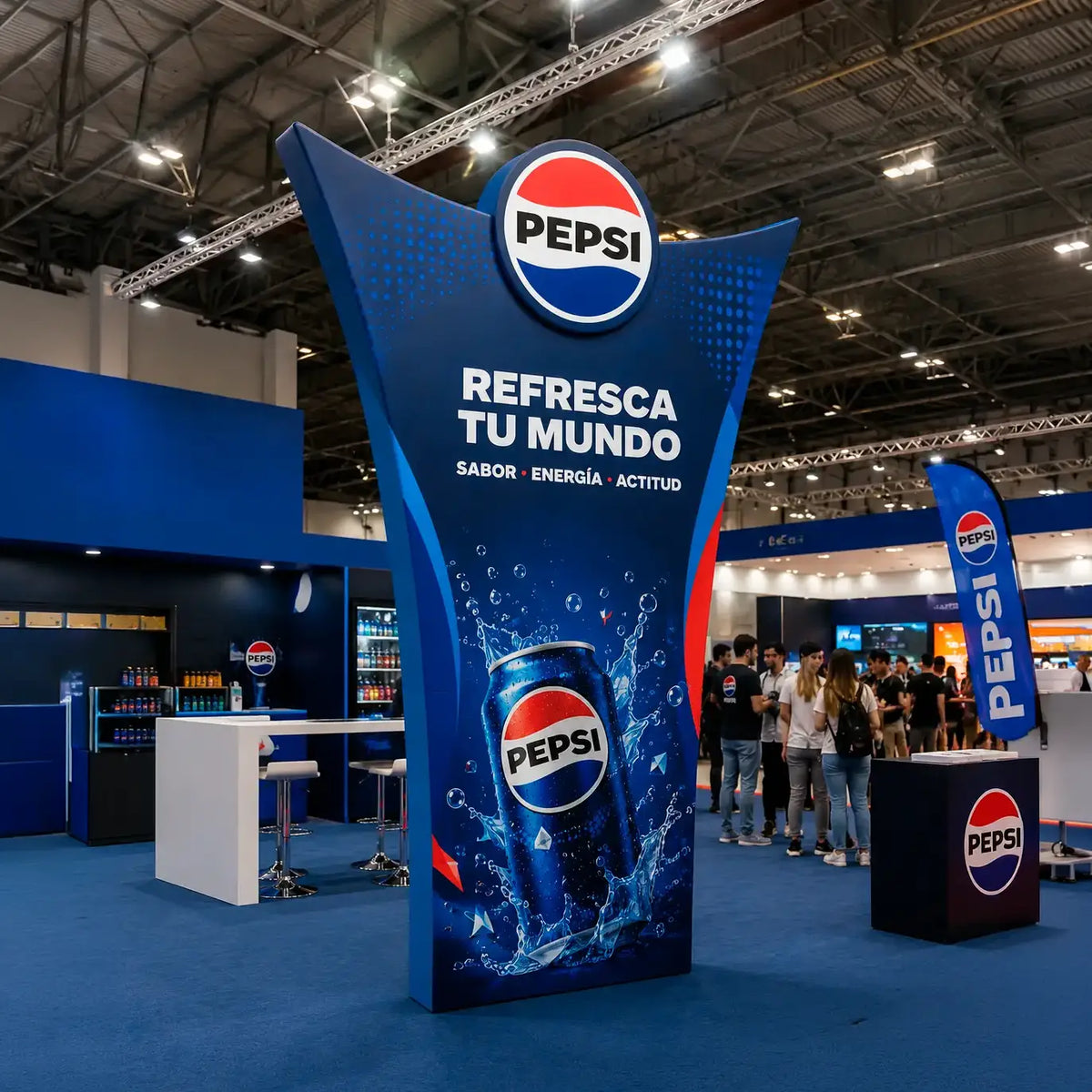Foto real del Photocall Tubular Corona montado