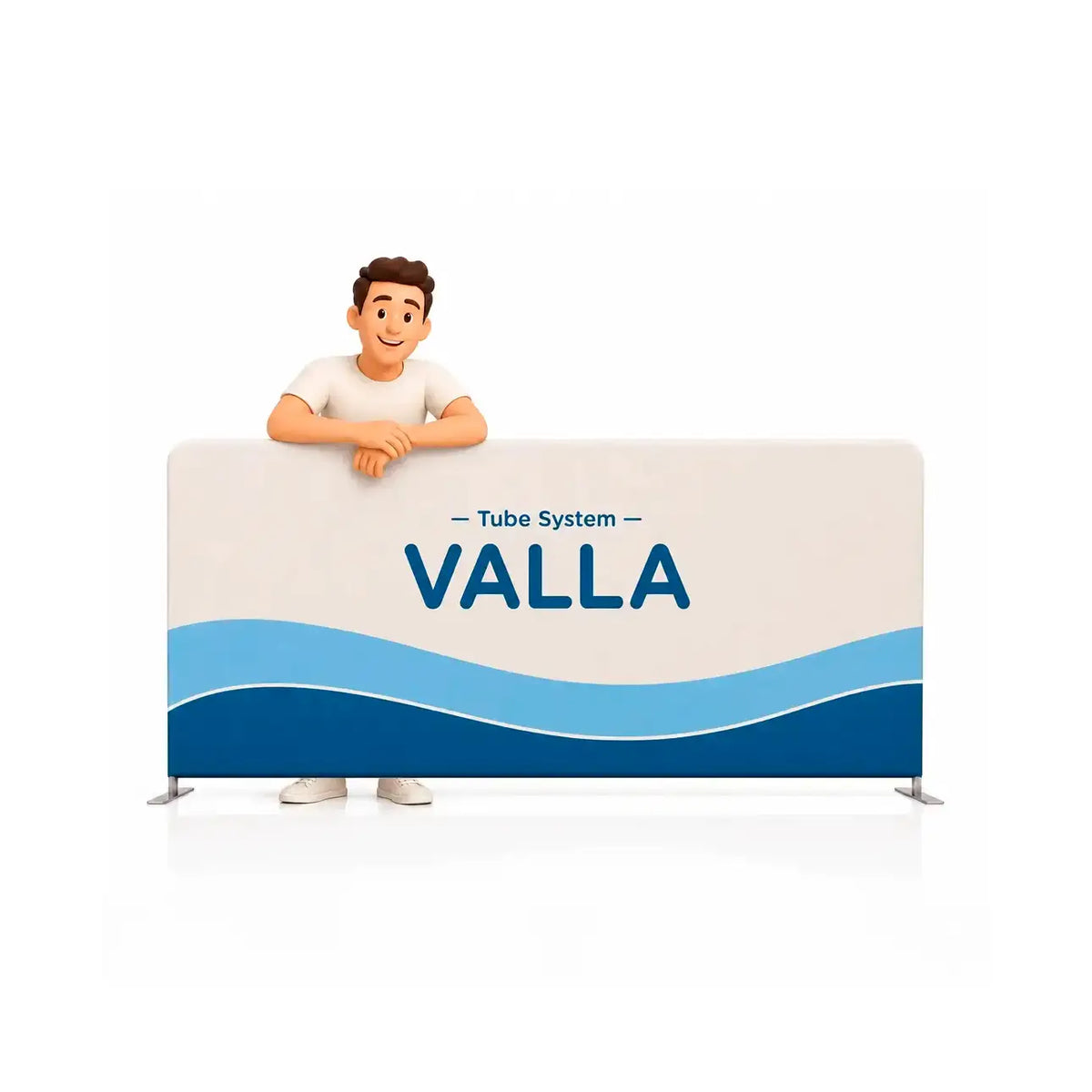 Photocall Tubular Valla con diseño publicitario de ejemplo para ferias y eventos