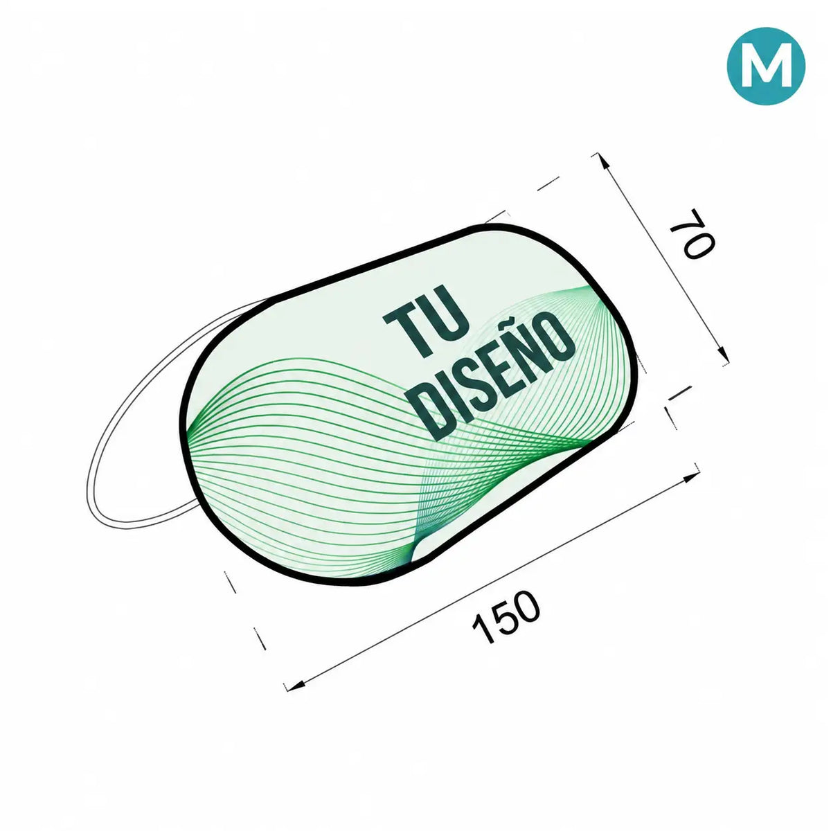 Medidas del golf banner M: cada cara mide 150 × 70 cm