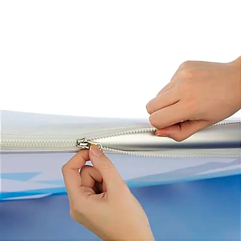 Detalle de la cremallera de cierre del sistema tubular textil