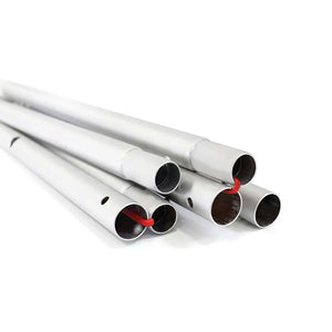 Detalle de los tubos de aluminio del sistema tubular textil