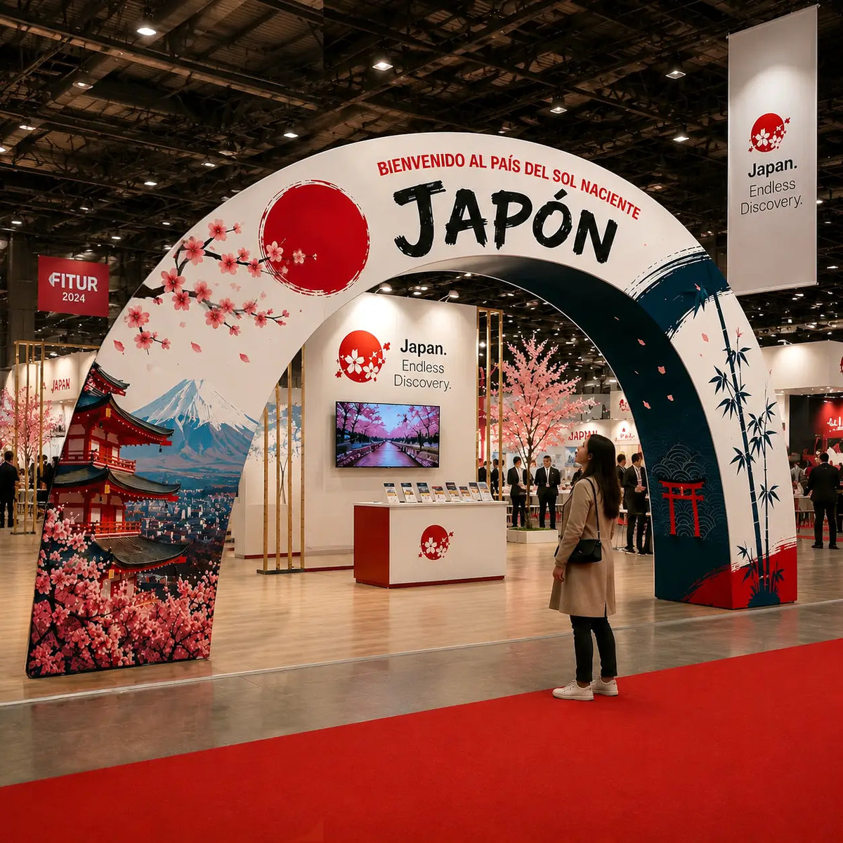 Foto real del Photocall Tubular Portal montado