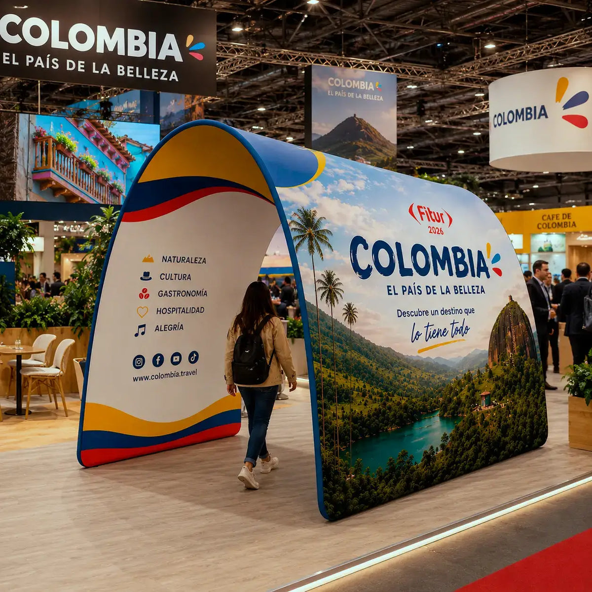 Foto real del Photocall Tubular Túnel montado