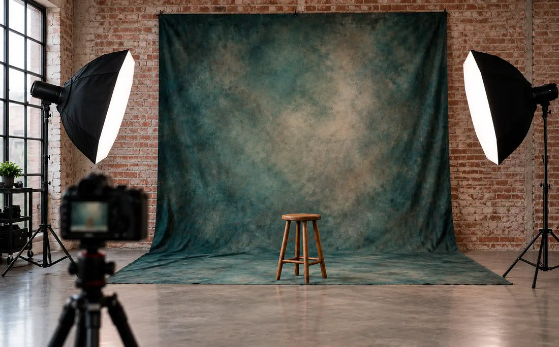 Fondo fotográfico de tela impreso en un estudio de fotografía